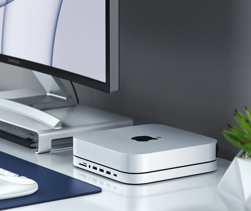 Satechi Aluminium Stand and Hub for Mac Mini/Mac Studio with SSD Enclosure (Silver)