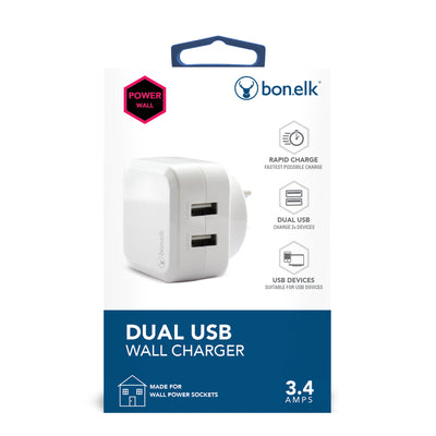 Bonelk AC Wall Charger (3.4A, 2 x USB Ports)