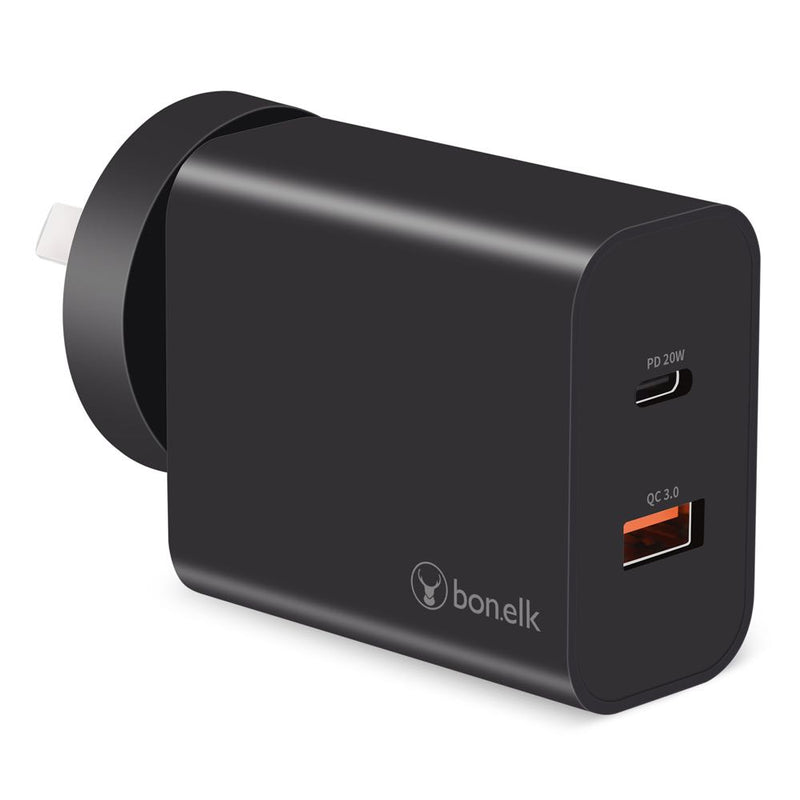 Bonelk AC Wall Charger (20W PD USB-C, 18W QC USB-A, 38W)
