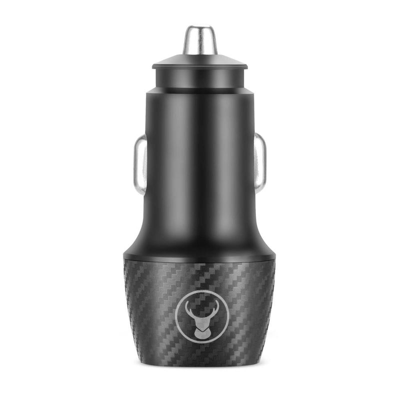 Bonelk Car Charger, Carbon Series, 20W PD USB-C , 18W QC 3.0 USB-A, 20W (Black)