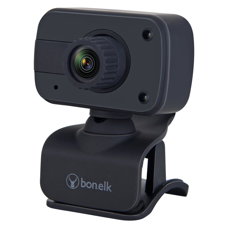 Bonelk USB Webcam, Clip On, 1080p (Black)