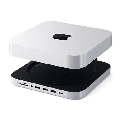 Satechi Aluminium Stand and Hub for Mac Mini/Mac Studio with SSD Enclosure (Silver)