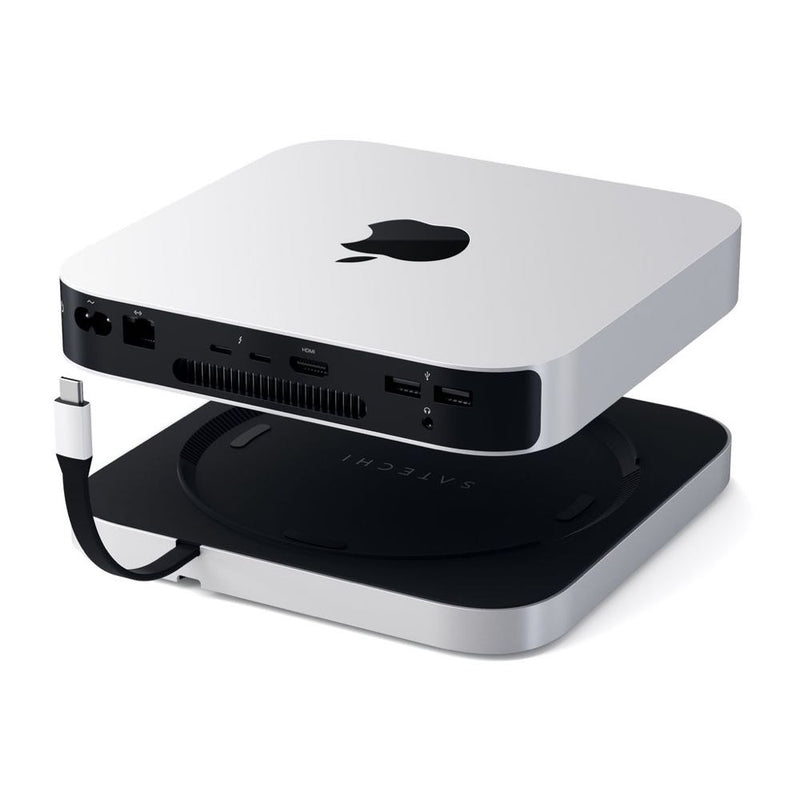 Satechi Aluminium Stand and Hub for Mac Mini/Mac Studio with SSD Enclosure (Silver)