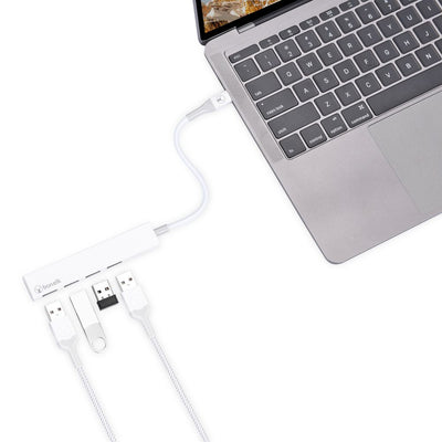 Bonelk Long-Life USB-C to 4 Port USB 3.0 Slim Hub White