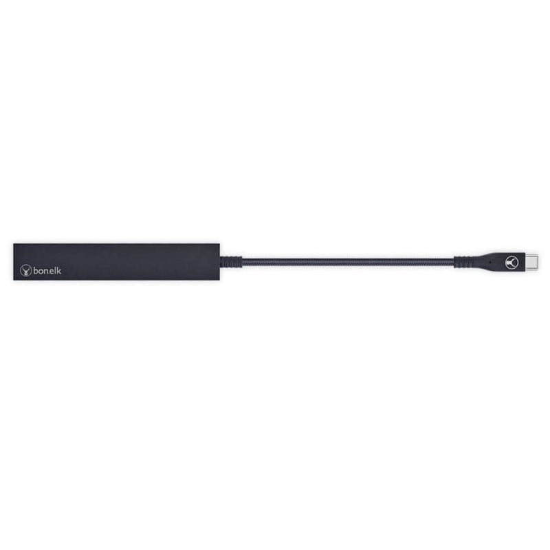 Bonelk Long-Life USB-C to 4 Port USB 3.0 Slim Hub Black