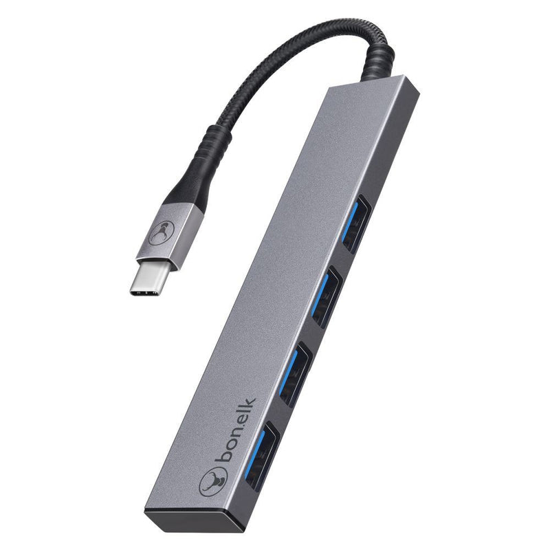 Bonelk Long-Life USB-C to 4 Port USB 3.0 Slim Hub Space Grey