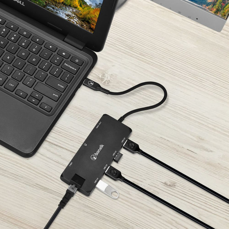 Bonelk Long-Life USB-C to 8-in-1 Multiport Hub Black