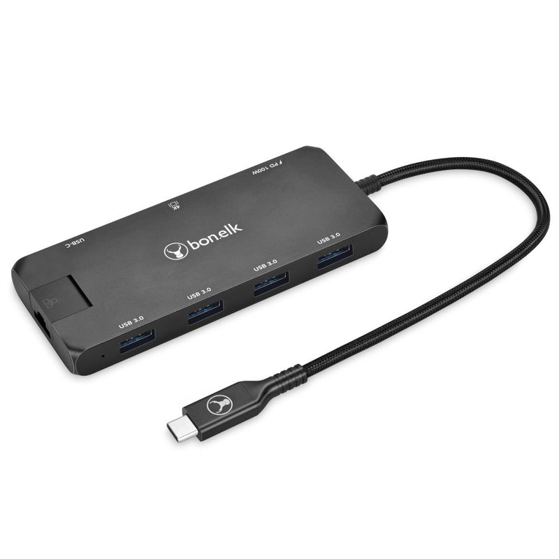 Bonelk Long-Life USB-C to 8-in-1 Multiport Hub Black