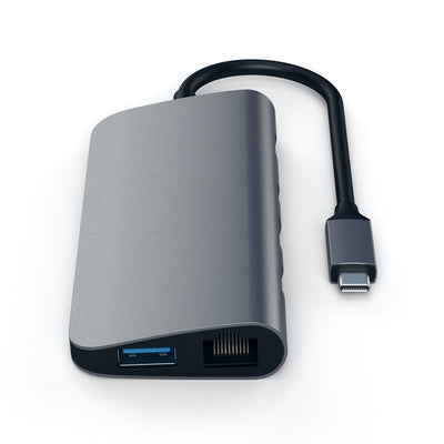 Satechi USB-C Multimedia Adapter 4K Ethernet Display-Port - Space Grey Space Grey