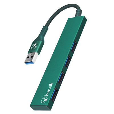 Bonelk Long-Life USB-A to 4 Port USB 3.0 Slim Hub Green