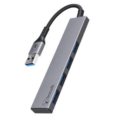 Bonelk Long-Life USB-A to 4 Port USB 3.0 Slim Hub Space Grey