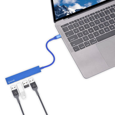 Bonelk Long-Life USB-C to 4 Port USB 3.0 Slim Hub Blue