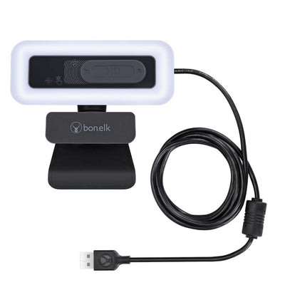 Bonelk USB Webcam Pro LED, Clip On, 1080p (Black)