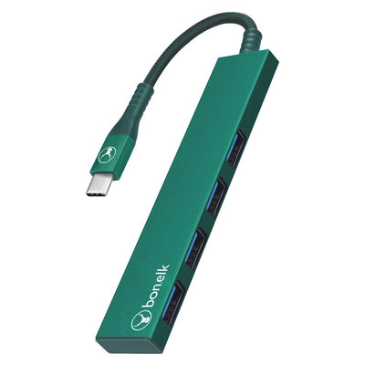 Bonelk Long-Life USB-C to 4 Port USB 3.0 Slim Hub Green